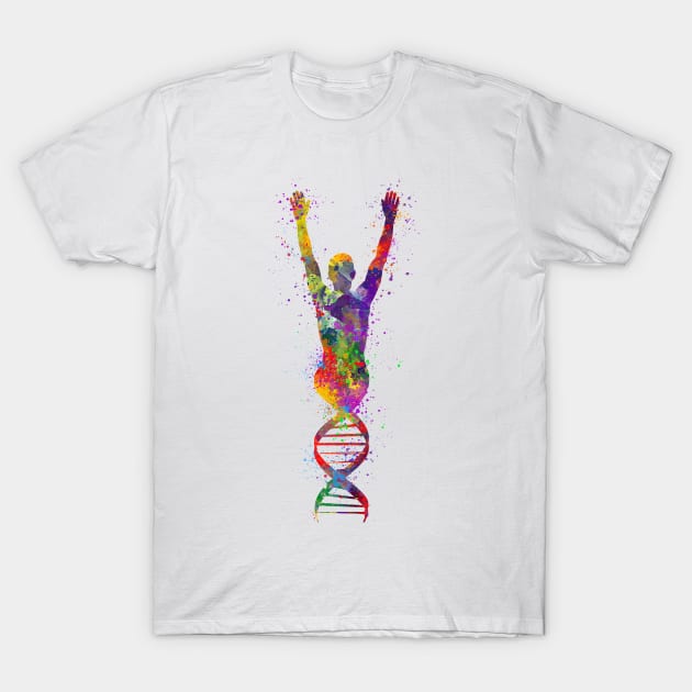 Human DNA Colorful Watercolor Genetics Gift T-Shirt by LotusGifts